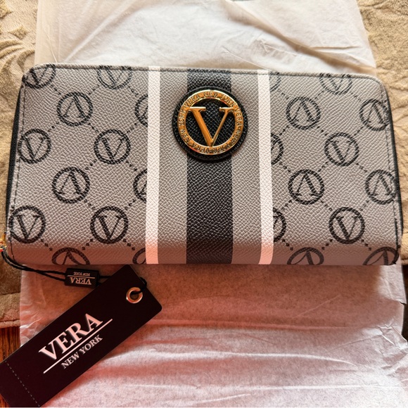 Vera New York Handbags - Vera New York Gray and Black Wallet Gold Accents New $39 Huge Sale Fast Ship